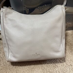 kate spade Pebbled Leather Shoulder Hobo with crossbody in Light Beige